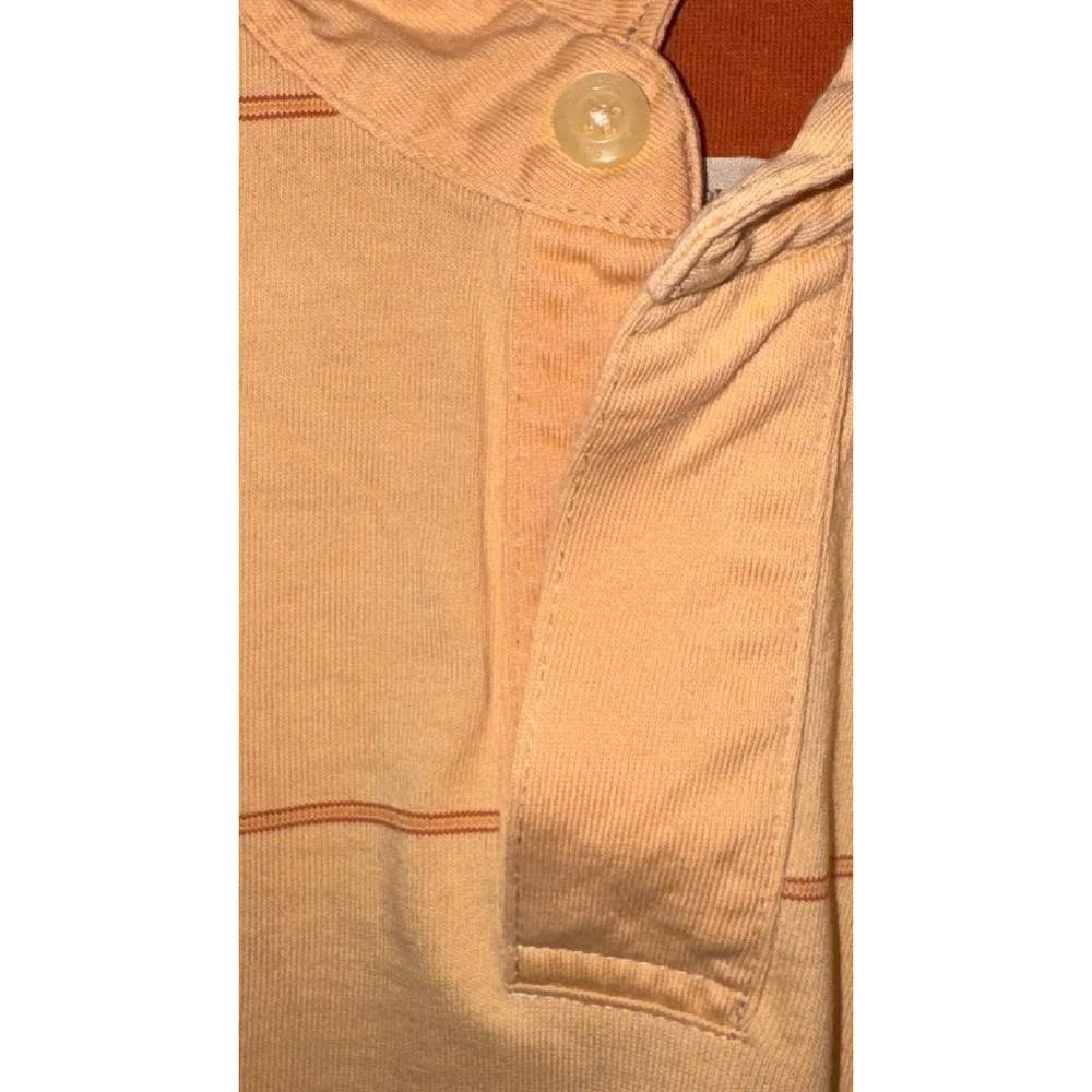 Banana Republic Mens Short Sleeve Striped Polo Shirt Orange Yellow Cotton Large